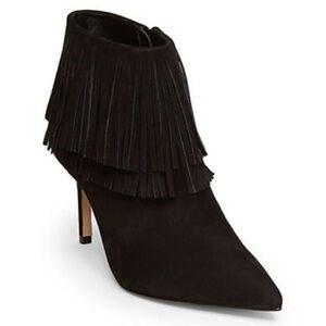 𝅺BRIAN Atwood | Nova Suede Fringe Booties Size 7.5 Black